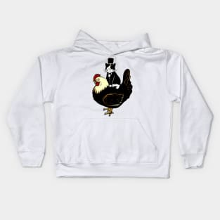 Tuxedo Cat on a Chicken Funny Kids Hoodie